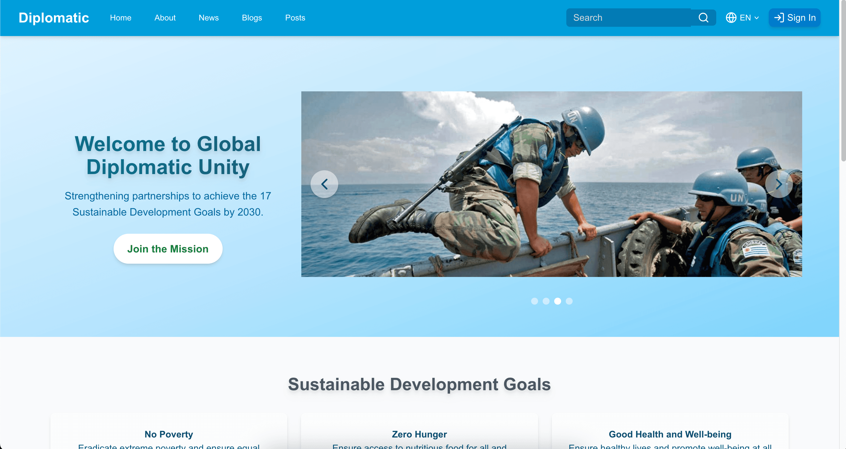 Diplomatic Blog Platform by Aarbaah Digital Solutions - Screenshot 1 showing Content Management software interface and features