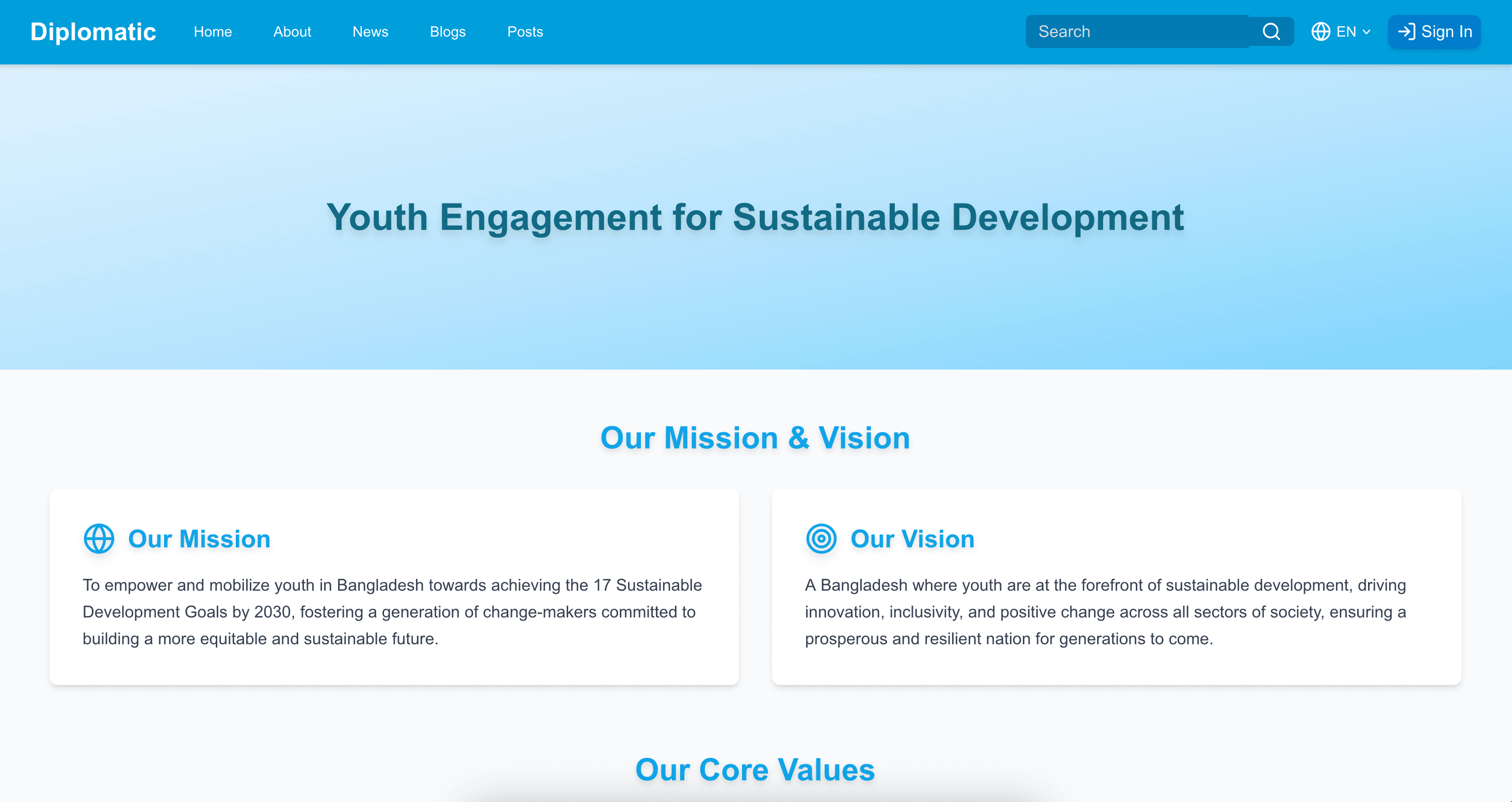 Diplomatic Blog Platform by Aarbaah Digital Solutions - Screenshot 4 showing Content Management software interface and features