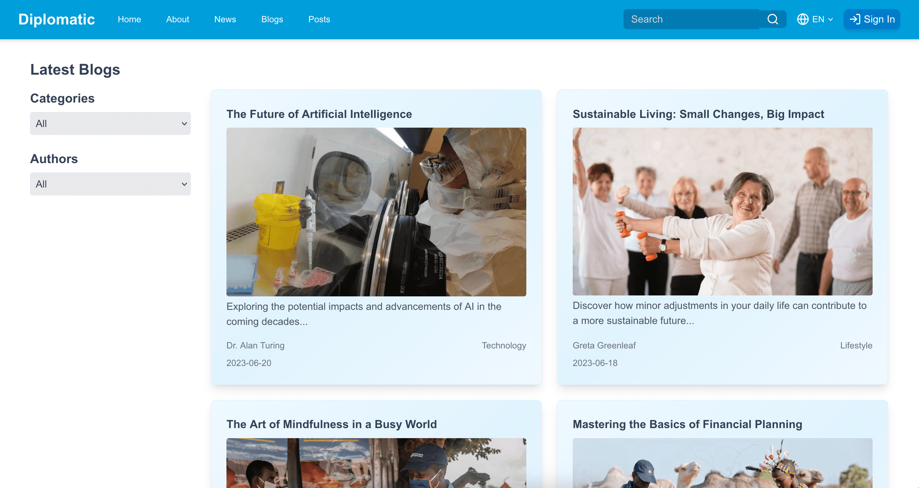 Diplomatic Blog Platform by Aarbaah Digital Solutions - Screenshot 6 showing Content Management software interface and features